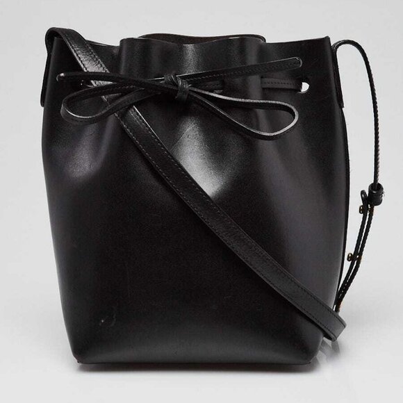 Mansur Gavriel Black Leather Mini Bucket Bag - Picture 1 of 9